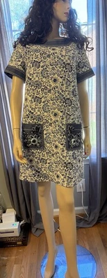 Andrew Gn Embroidered Floral Denim Trim Dress Made in Italy  $2000 - Image 1 of 4
