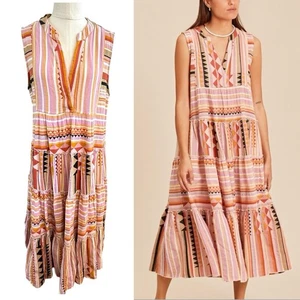 Devotion Twins Size S 8 10 (4 6 US) Pink Orange Havana Sleeveless Tiered Dress - Bild 1 von 24