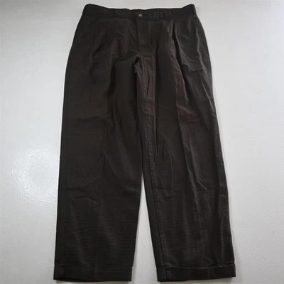 Vtg Dockers 34x30 Brown Houndstooth Cotton Pleated Full Cut Cuffed Mens Pants - Image 1 of 4