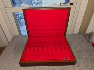 Винтажный деревянный сундук для хранения столовых приборов посеребренная коробка чехол #2 - Изображение 1 из 4