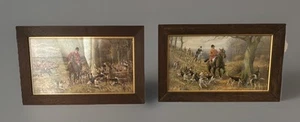 Jagdszene von John Sanderson 1890 - 1940 Fuchsjagd Gemälde Paar montiert - Bild 1 von 21