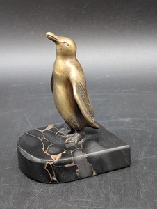 Bronze Tier Figur Skulptur auf Sockel Pinguin alt - Bild 1 von 16