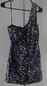 Dave & Johnny Blue Sequins Cocktail Dress Size 15/16 - Picture 1 of 5