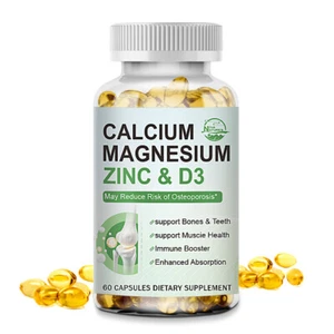 Vegan Magnesium Calcium Zinc & Vitamin D3 - Advanced Immune Support Bone Health - Picture 1 of 9