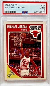 1989 FLEER MICHAEL JORDAN BASKETBALL CARD #21 ~ PSA 9 OTTIME CONDIZIONI - Foto 1 di 2