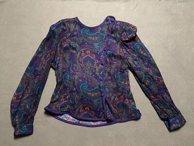 Blazer De Colección Leslie Fay Colecciones Púrpura Paisley Botón Asimétrico Talla 14 Foto 1 de 4