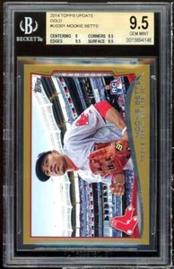 Mookie Betts Rookie Card 2014 Topps Update Gold #US-301 BGS 9.5 (9 9.5 9.5 9.5) - Picture 1 of 2