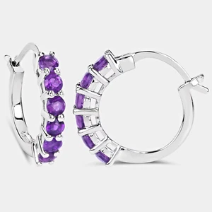 Amethyst Earrings Round Earrings 925 Sterling Silver Earrings Women's Earrings - Picture 1 of 5