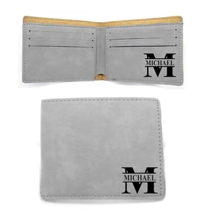 Personalized Leather Bifold Mens Wallet Boyfriend Dad Husband Groomsmen Gift - Picture 1 of 1
