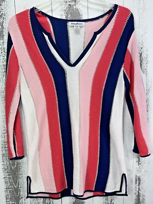 Suéter Tommy Bahama Mezcla de Lino Mujer Cuello en V Túnica Vitti Vines Manga 3/4 Talla M Foto 1 de 4