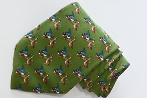 BROOKS BROTHER MAKERS BIRDS GREEN SILK  Men's Neck Tie W:4 1/4" BY L:60"