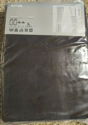  IKEA Ritva Brown Heavy Cotton 57x98 Curtains w/2 Panels & Tiebacks NEW sealed.. - Image 1 of 4