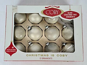 Bolas de adorno de vidrio Coby vintage 2" caja blanca esmerilada EE. UU. vintage - ver defectos - Imagen 1 de 7