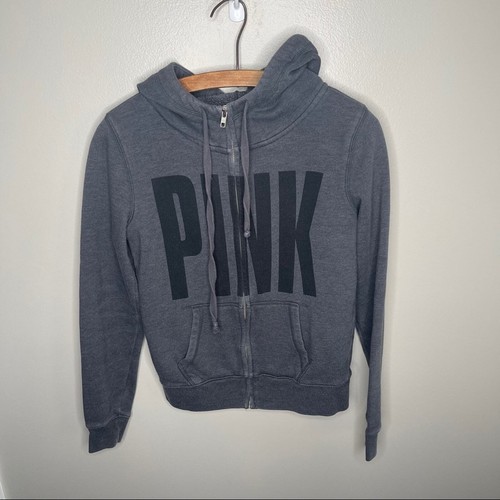 UNDERCOVER Felpa con cappuccio e zip rosa Victoria’s Secret grigia manica lunga giacca felpa XS DONNA