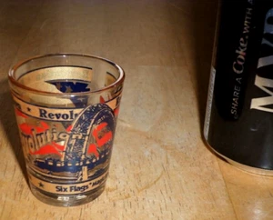 [SIX FLAGS MAGIC MOUNTAIN] "REVOLUTION" - ROLLER COASTER, Glass Shot Glass, VINT - Picture 1 of 8