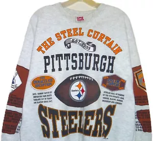 SUDADERA VINTAGE AÑOS 90 PITTSBURGH STEELERS NFL 1992 LONG GONE HOMENAJE AOP ¡RARA! - Imagen 1 de 10