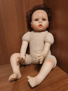 Reborn Baby Doll 18" Brown Plugged Hair Blue Eyes Soft Vinyl Baby Doll Realistic - Picture 1 of 8