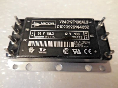 Vicor V24C12T100AL3 DC To DC Power Converter Module (24V, 118.3W/ 12V, 100W) - Image 1 of 3