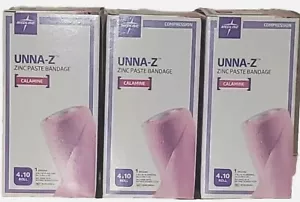 Lot of 3 Medline UNNA-Z Stretch Zinc Paste Bandage 4"x10yds W/Calamine NEW - Picture 1 of 5