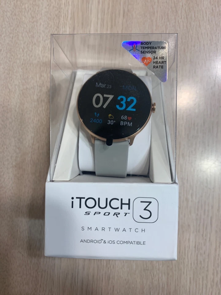 ITOUCH AIR 3 SMARTWATCH IP68 HESTT MONITOR RATE, STEP COUNTER, SLEEP MONITOR IOS - Image 1 of 4