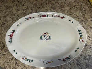 Pfaltzgraff Schnee Dorf Muster Weihnachten Urlaub Oval Servierplatte 14 3/8" - Bild 1 von 6