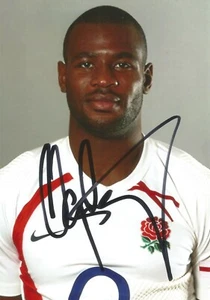 ENGLAND & HARLEQUINS RUGBY UNION: UGO MONYE SIGNED 6x4 PORTRAIT PHOTO+COA - Picture 1 of 1