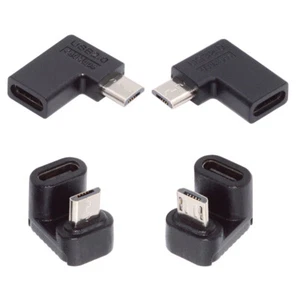 CY 4 Pack USB2.0 USB-C Type C Angled Female to Micro USB Male Power Data Adapter - Picture 1 of 7
