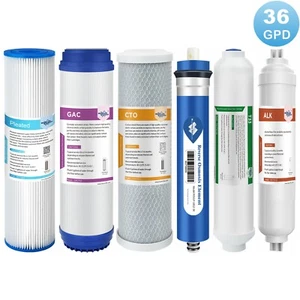 6 Stage Alkaline Mineral pH+ 36 GPD Reverse Osmosis System Washable Water Filter - Picture 1 of 12