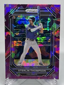 2023 Panini Prizm Baseball Sterlin Thompson Purple Cracked Ice Colorado - Bild 1 von 3