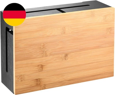 Kabelmanagement-Box Mit Magnetischem Bambus-Deckel Und Kabelbindern- Elegante, L - Bild 1 von 4