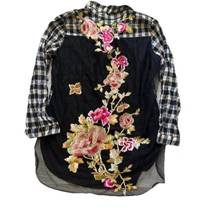 Aratta Silent Journey Tunic Floral Boho Whimsigoth Jeweled Long Sleeve Large - Picture 1 of 9