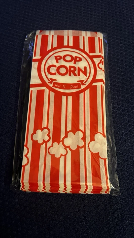 Bolsas de papel para fiestas palomitas de maíz 10X5,25 rojo blanco rayas paquete de 8 bolsas para fiestas Foto 1 de 1