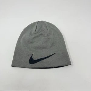 Nike U NK Reversible Beanie Adult One Size Blue Swoosh Gray Black Knit Golf - Picture 1 of 10