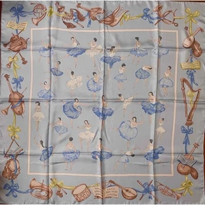 Hermes Scarf La Danse 90 cm silk light blue Ballerina dance Carre - Picture 1 of 2