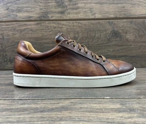 Magnanni Shoes Mens 11 M Elonso Lo Cognac Brown Leather Lace Up Sneakers - Picture 1 of 8