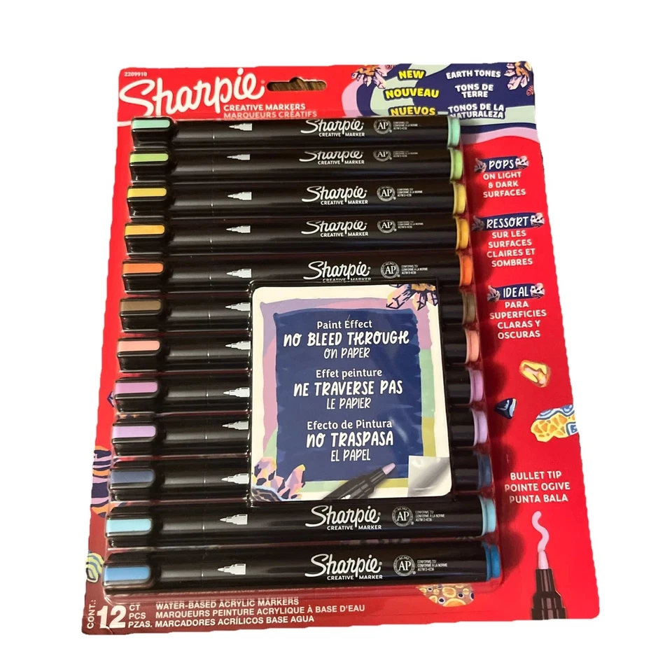 Sharpie Creative Markers  Water-Based Acrylic Markers Earth Tones 12 count NEW - Image 1 of 1