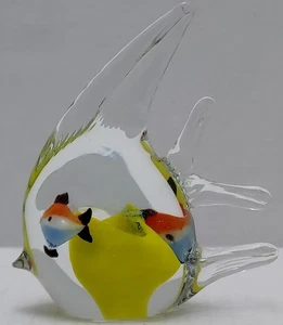 Vintage Art Glass Angel Fish Paperweight Multi-color 4.5in. Tall - Picture 1 of 9