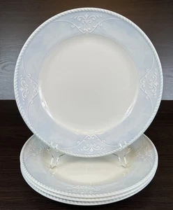 4 Beautiful Lenox Swedish Garland Blue Rimmed Rope Edge Dinner Plates - Picture 1 of 9