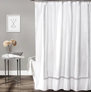 Hotel Collection Borderline Duschvorhang 100% Baumwolle 72x72 - Bild 1 von 3