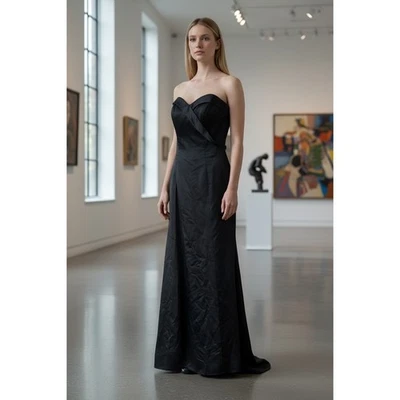 Женское вечернее платье без бретелек Alfred Angelo черное официальное платье длина до пола - Изображение 1 из 4