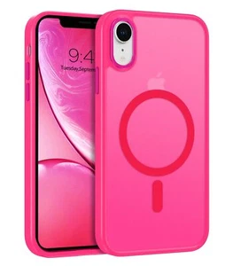 Telaso für iPhone XR Hülle Magsafe Wireless Laden Transluzent Matt, Hot Pink - Bild 1 von 8