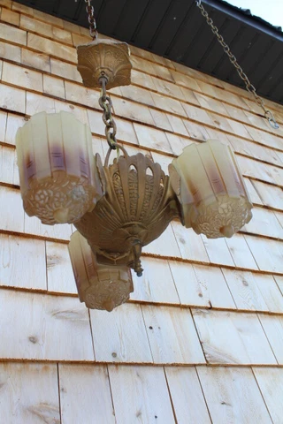 Antique Art Deco Slip Shade Ceiling Light Fixture Chandelier Lincoln 3 Shade Cover