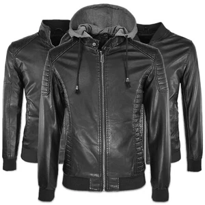 Giacca Moto Uomo Giubbotto Leggero Eco Pelle Giubbino Slim Fit Casual VEQUE - Afbeelding 1 van 40