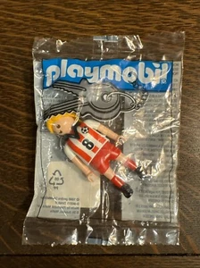 Vintage Playmobil 1998 Keychain Female Soccer Player Figure New Sealed Key Chain - Picture 1 of 4