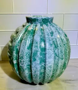 Jonathan Adler Poirot Orb Vase Green & White Art Deco Ceramic RETIRED - Picture 1 of 8