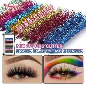 Mixed Colors Glitter Eyelash Extension Colorful Shiny Classic Individual False L