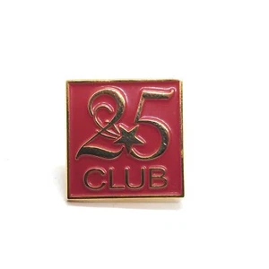 Vintage 25 Jahre Club Pin rot Emaille goldfarben Stern Service Anerkennung - Bild 1 von 3