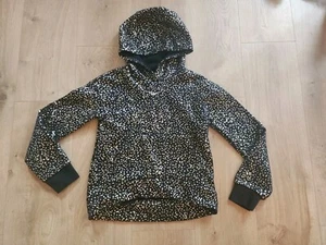 Nike Sportswear Kids Girls Fleece Hoodie Black Gold Star Print Sweatshirt SMALL - Picture 1 of 4