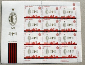 SAN MARINO 2019, MILAN F.C.120° ANNIVERSARIO, MINIFOGLIO MNH** - Foto 1 di 1