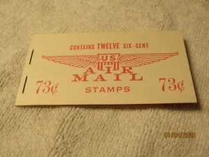 Vintage Mint DC-4 Air Mail Stamp 6 Cent Stamp Booklet 12 Stamps RARE Back Cover - Picture 1 of 5